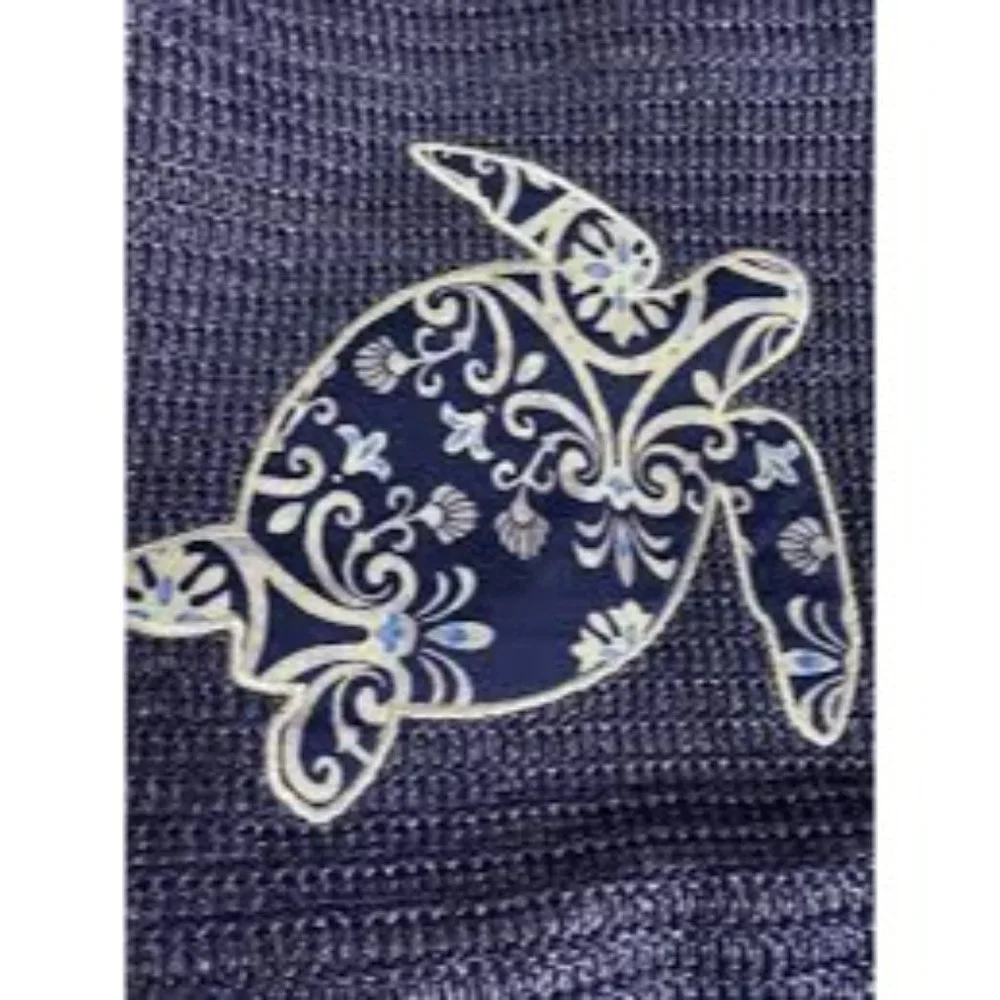 Vera Bradley Straw Bucket Crossbody Bag - Steel Blue Medallion w/Turtle NEW - Picture 3 of 8